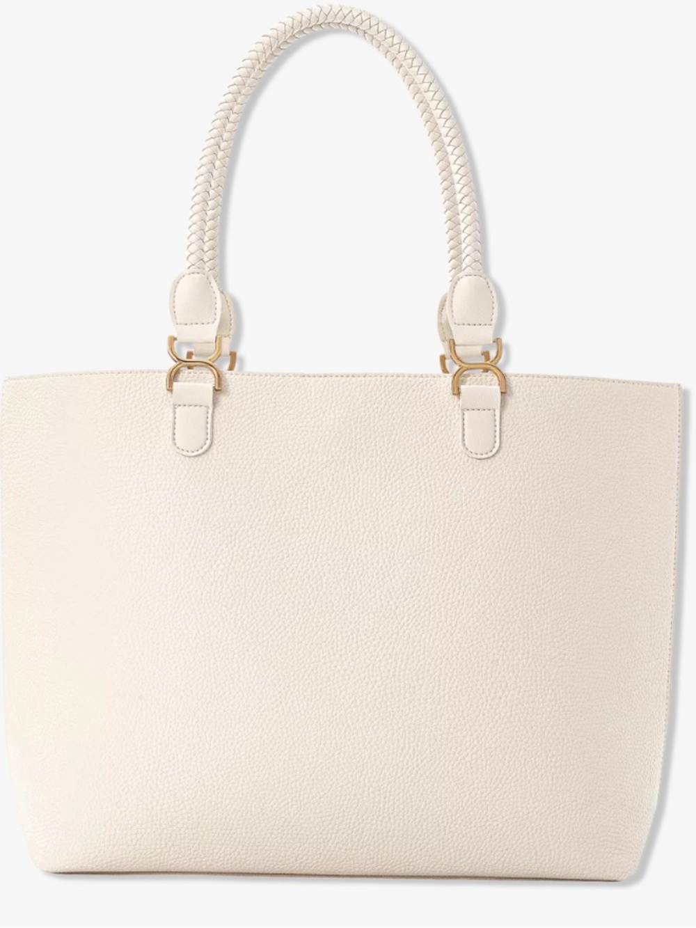 Cream Gold Buckle Large Tote, NWT